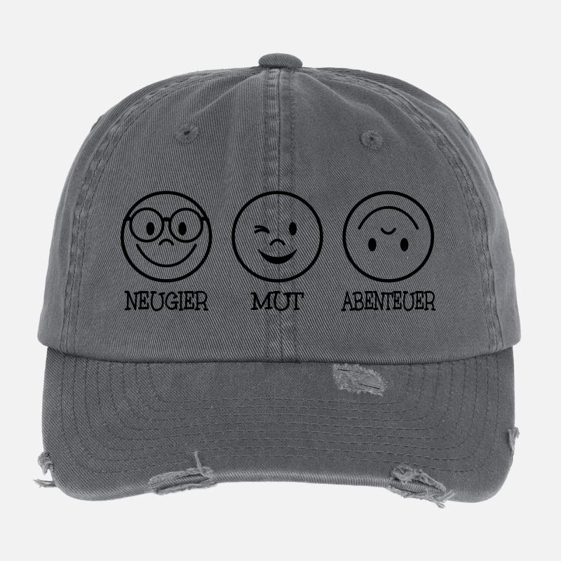 Neugier Mut Abenteuer Flexfit Vintage Destroyed Cap
