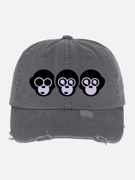 die drei affen - Flexfit Vintage Destroyed Cap - Dunkelgrau - Vorne