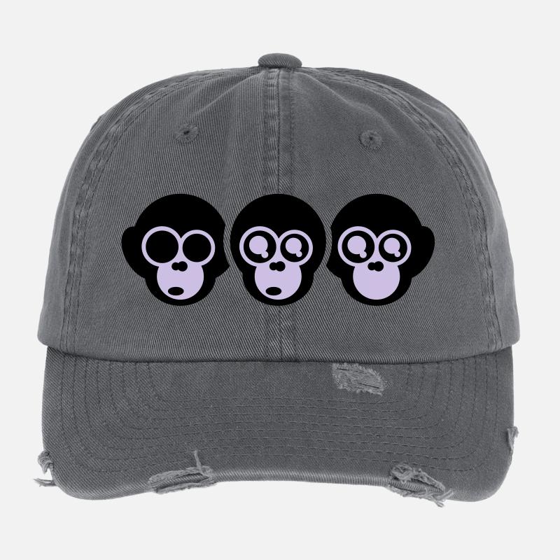 trois singes Casquette vintage effet usé Flexfit