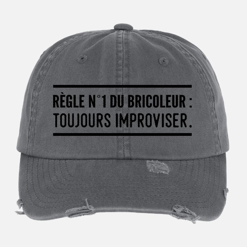Règle n°1 du bricoleur : toujours improviser Casquette vintage effet usé Flexfit