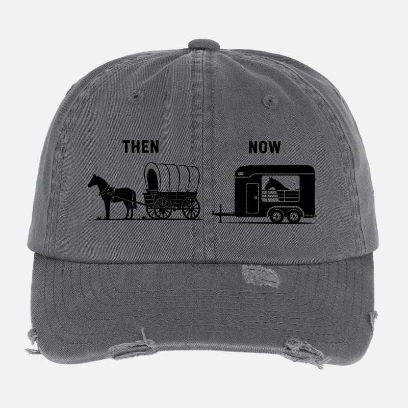Drôle de ferme de chevaux sur des mèmes de calèche Casquette vintage effet usé Flexfit