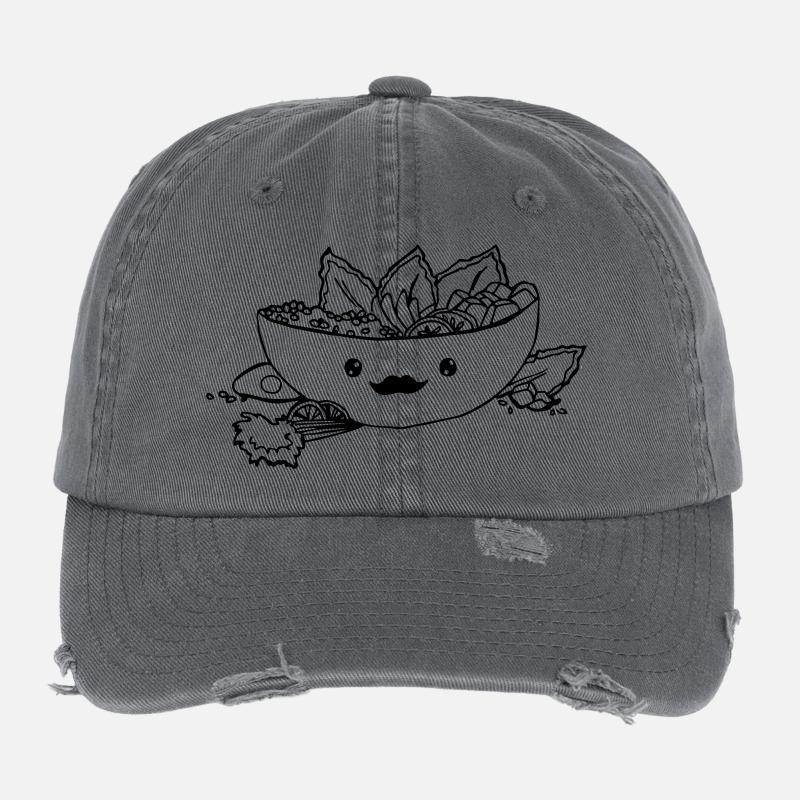 Buddha BOWL_Schüssel, lecker - Flexfit Vintage Destroyed Cap - Dunkelgrau