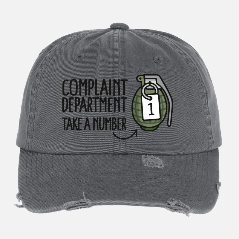 Grenade à main de la Division des plaintes du service à la clientèle Casquette vintage effet usé Flexfit