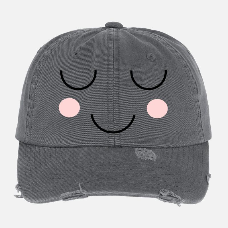 Visage kawaii Casquette vintage effet usé Flexfit