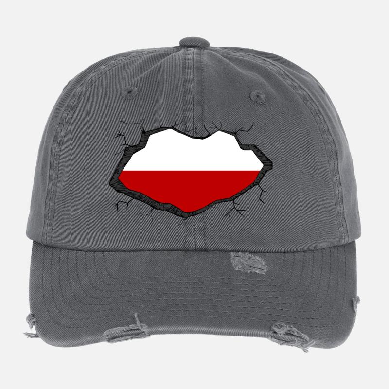 Drapeau polonais Casquette vintage effet usé Flexfit