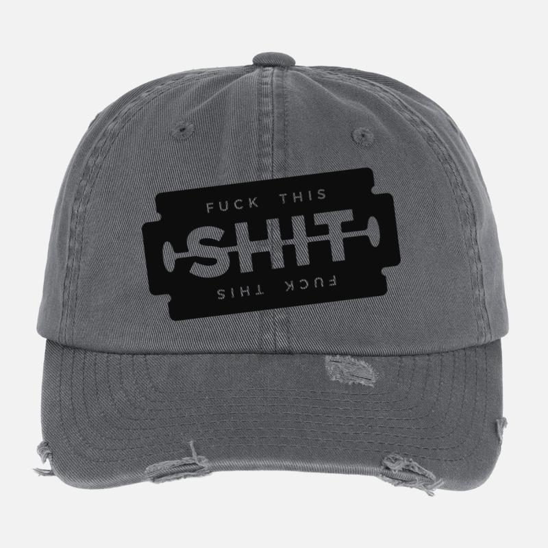 Fuck This Shit Razor Blade Flexfit Vintage Destroyed Cap