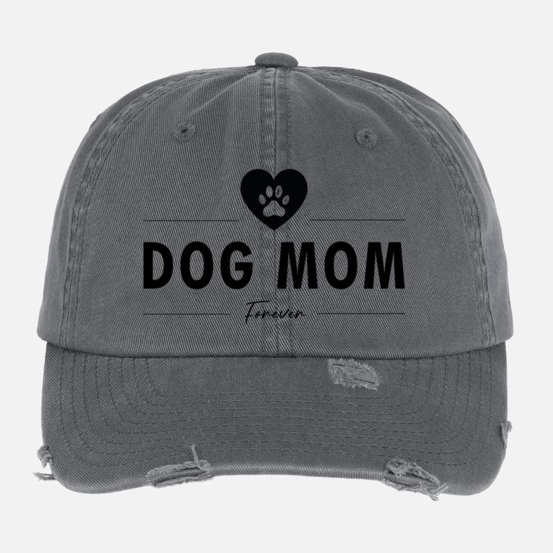 Dog Mom (Black) Flexfit Vintage Destroyed Cap