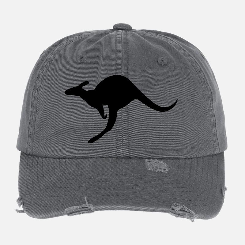 Känguru Australien kangaroo roo wallaby outback Flexfit Vintage Destroyed Cap