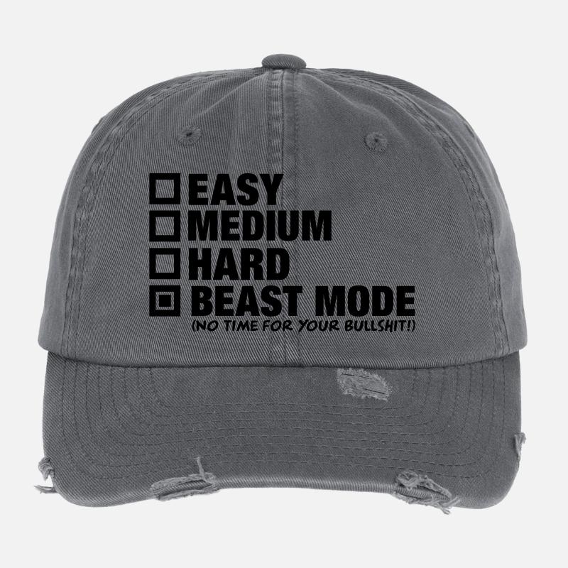 easy_medium_hard_beast_mode_f1 Flexfit Vintage Destroyed Cap