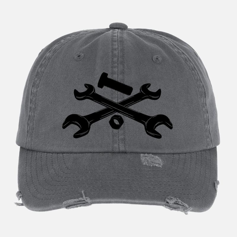 Schraubenschlüssel Bolzen und Mutter Flexfit Vintage Destroyed Cap