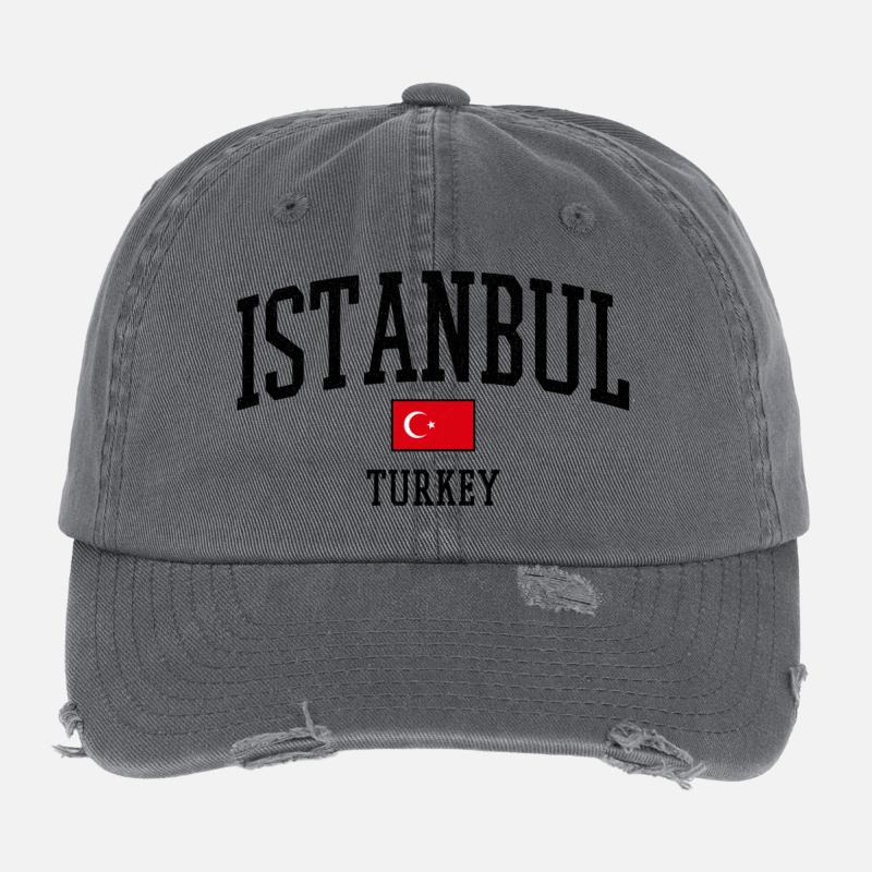 Motif du drapeau d’Istanbul Turquie Graphique Casquette vintage effet usé Flexfit