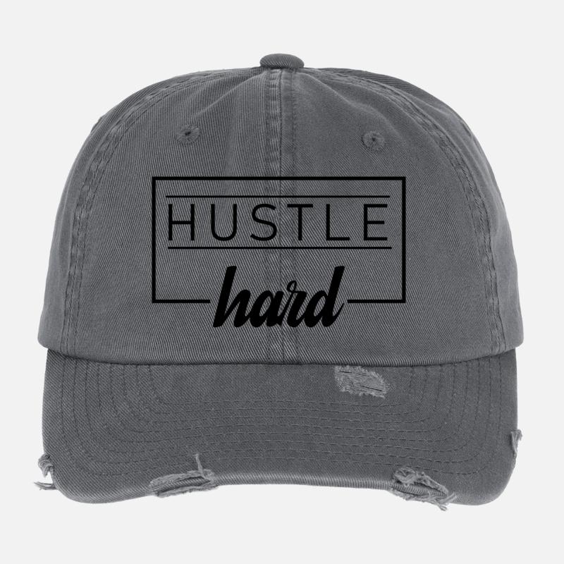 hustle hard Flexfit Vintage Destroyed Cap