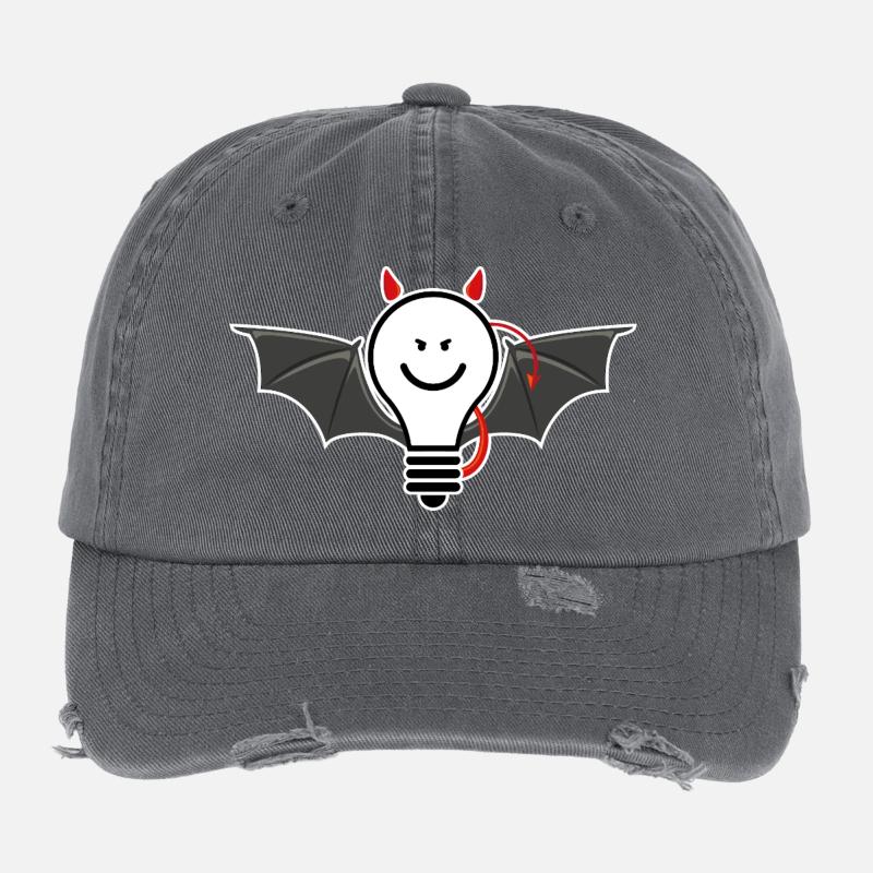 Ampoule avec des cornes de diable – motif de lumière espiègle Casquette vintage effet usé Flexfit