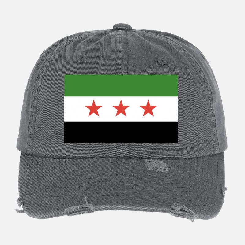 Drapeau syrien - Casquette vintage effet usé Flexfit - charbon