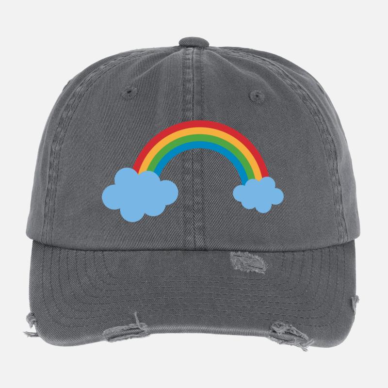 rainbow sun clouds weather rainbow sun cloud39 Flexfit Vintage Destroyed Cap
