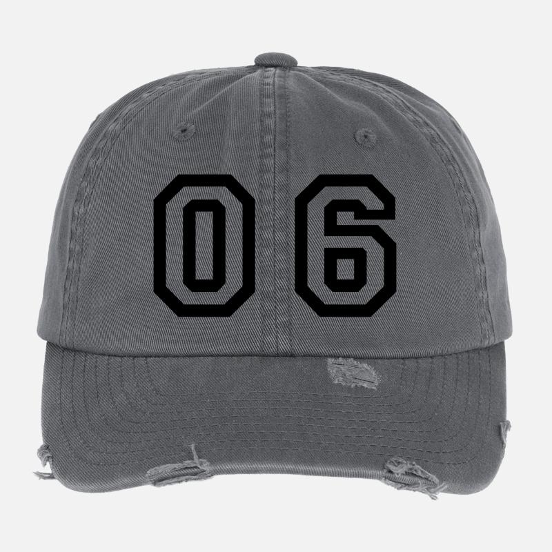 number - 06 - zero six Flexfit Vintage Destroyed Cap