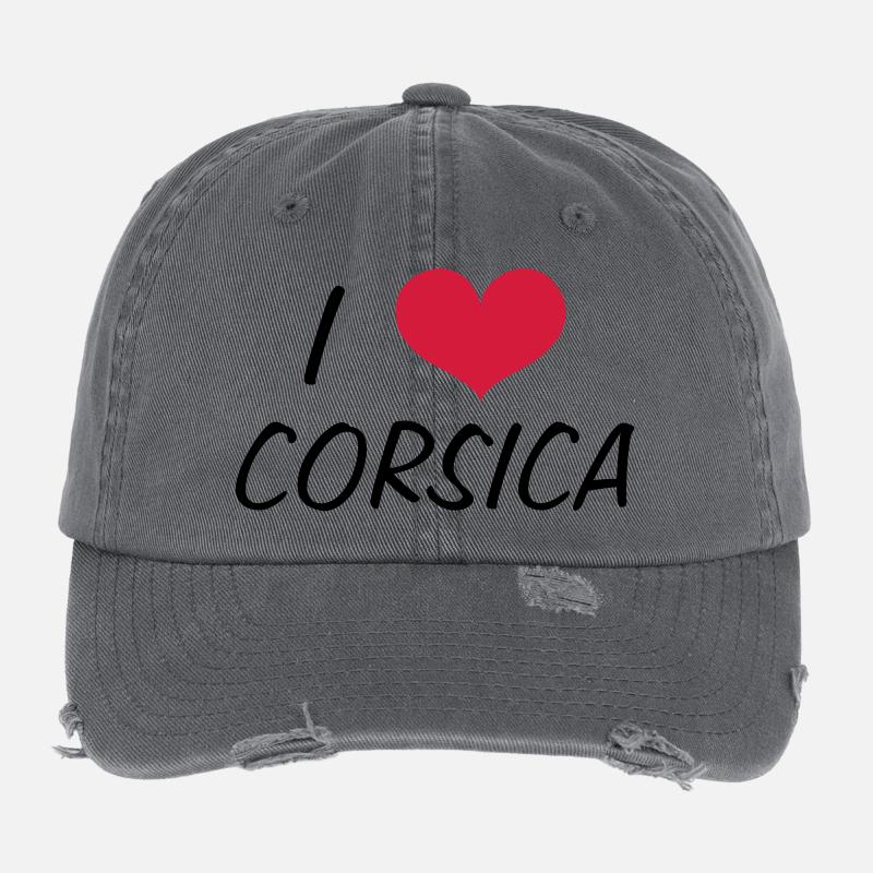Corsica! - Flexfit Vintage Destroyed Cap - dark grey