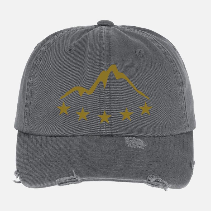 Schöne Berge Sterne Logo Flexfit Vintage Destroyed Cap