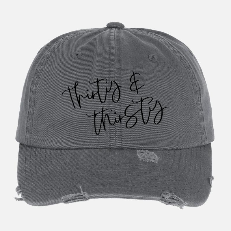 Thirty & Thirsty Birthday Flexfit Vintage Destroyed Cap