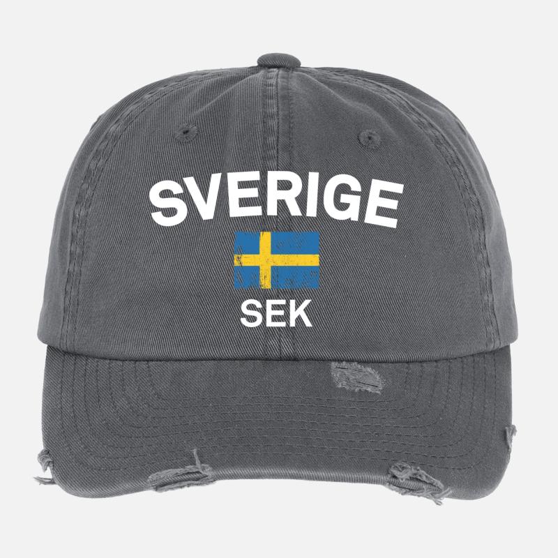 Kunst der schwedischen Flagge in Not Flexfit Vintage Destroyed Cap