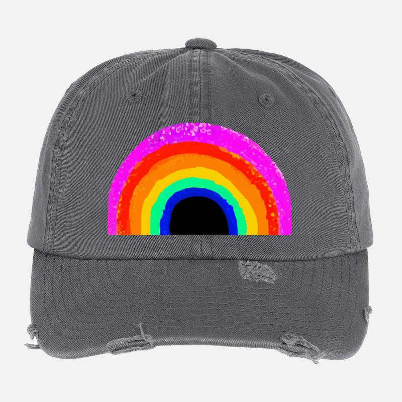 Lebendiger Regenbogenbogen Flexfit Vintage Destroyed Cap