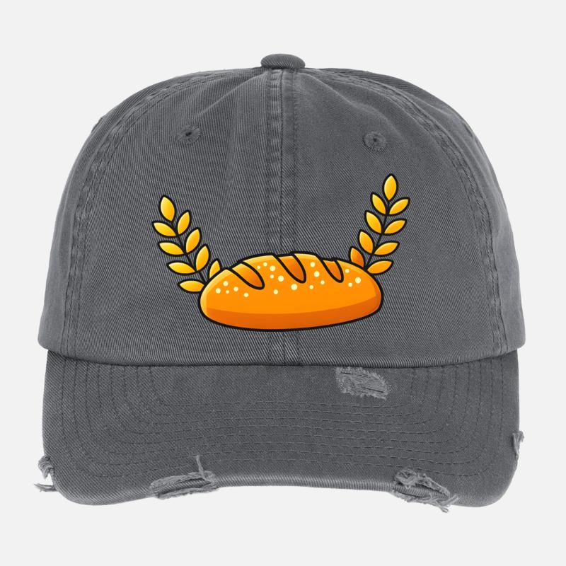 Golden Bread Body with Wheat Branches Flexfit Vintage Destroyed Cap