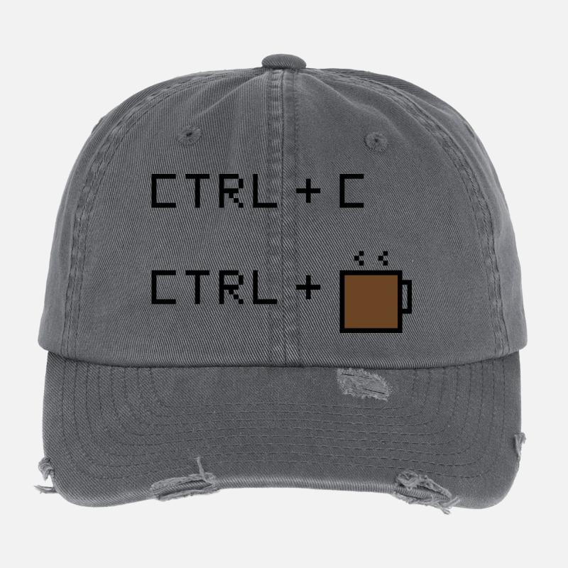 CTRL+C Édition Café - Humour rétro de bureau Casquette vintage effet usé Flexfit