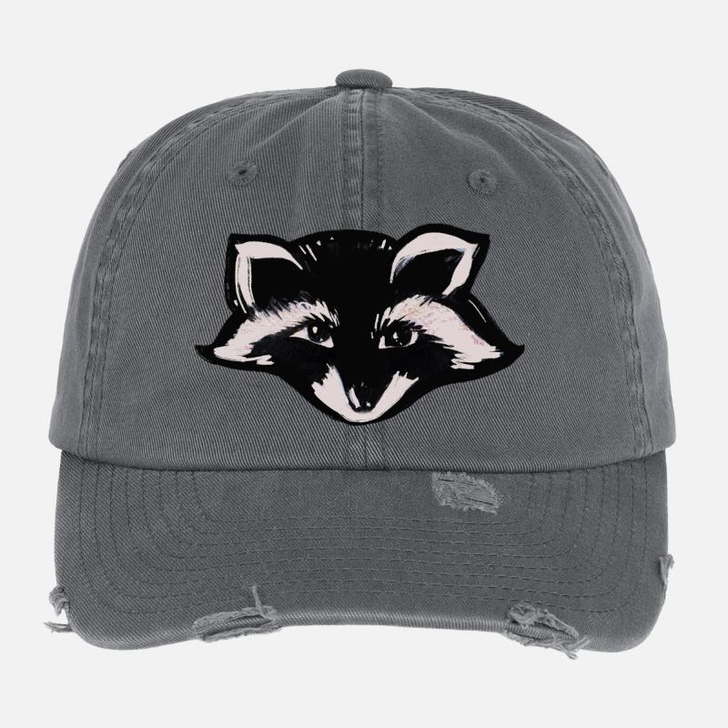 Tête de raton laveur de minuit Casquette vintage effet usé Flexfit