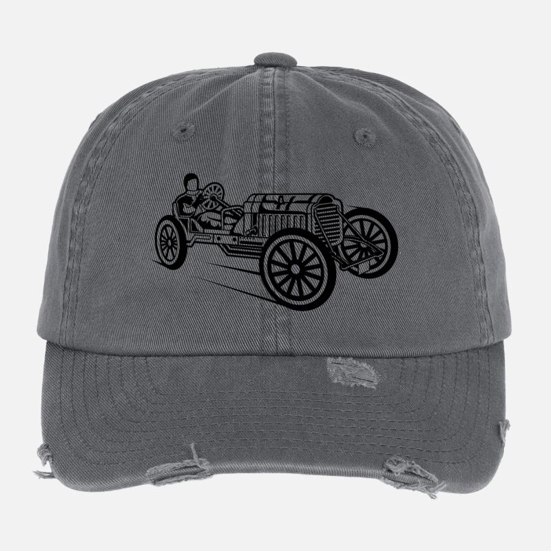 Voiture de course classique 01_schwarz Casquette vintage effet usé Flexfit