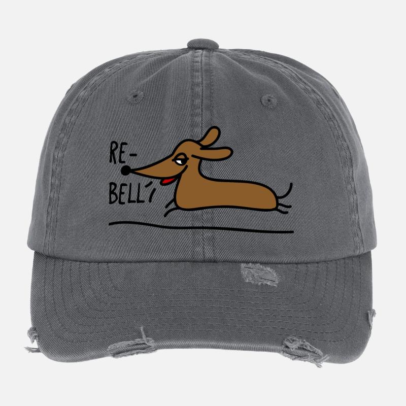 Teckel rebelle - Casquette vintage effet usé Flexfit - charbon