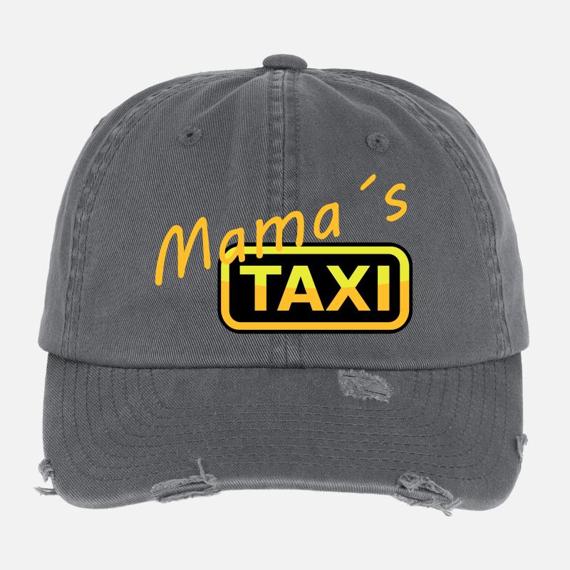 Humorvolles Mamas Taxi Schild Flexfit Vintage Destroyed Cap