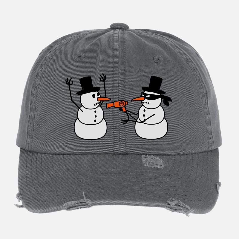 Evil Snowman Raid Robber Sèche-cheveux Funny Robbery Casquette vintage effet usé Flexfit