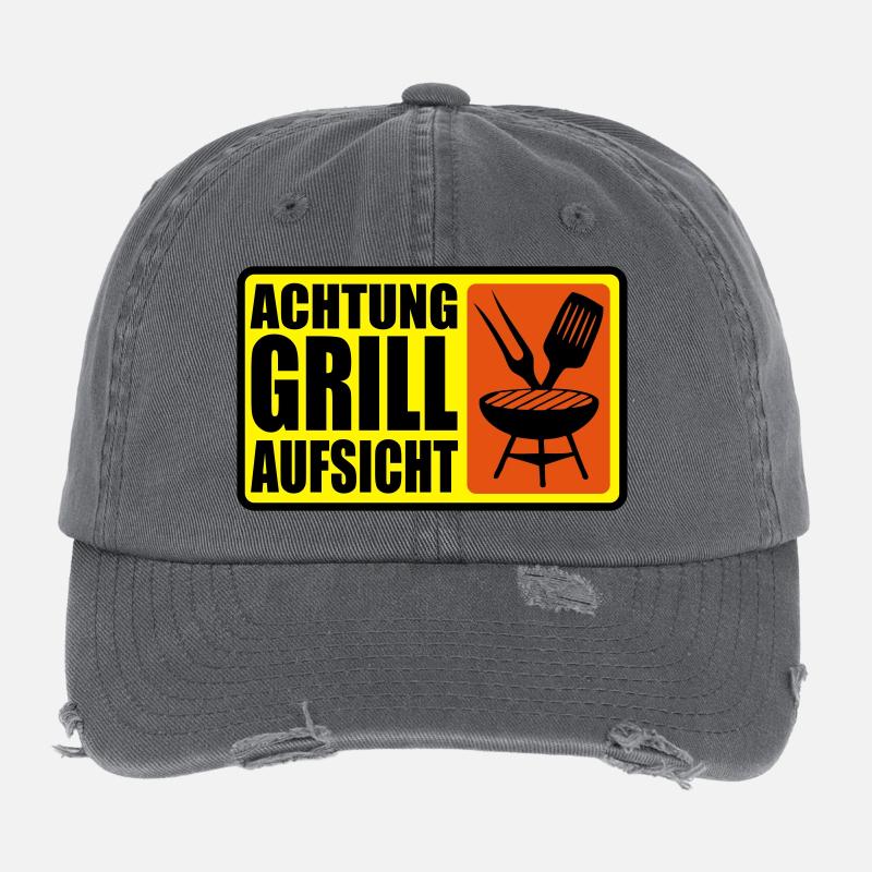 ACHTUNG GRILL-AUFSICHT Flexfit Vintage Destroyed Cap