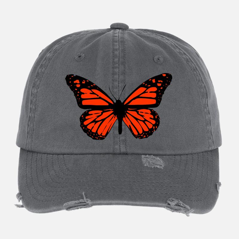 Schmetterling Kunst detailliert, hoher Kontrast Flexfit Vintage Destroyed Cap