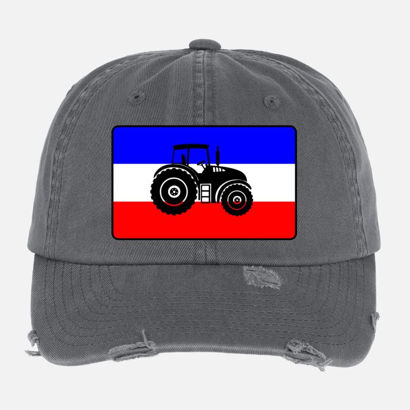 Flag farmers protest with tractor Flexfit Vintage Destroyed Cap