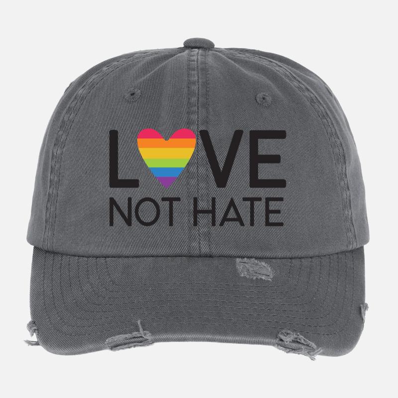 LGBT Pride Month - Love No Hate Flexfit Vintage Destroyed Cap