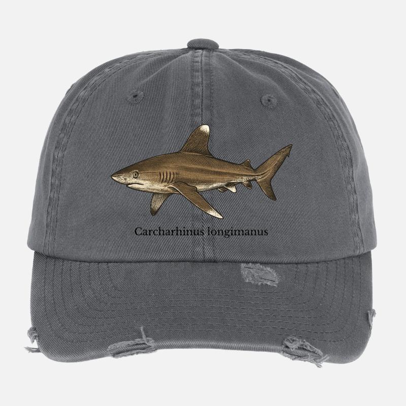Motif de requin Carcharhinus longimanus Casquette vintage effet usé Flexfit
