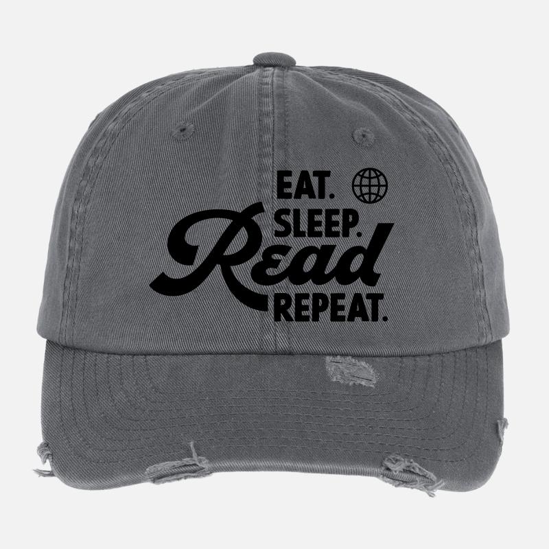 Manger Dormir Lire Répéter Casquette vintage effet usé Flexfit