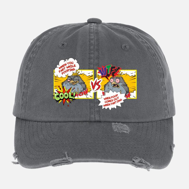 Vogelwitz: Fäkal-Showdown Cartoon Flexfit Vintage Destroyed Cap