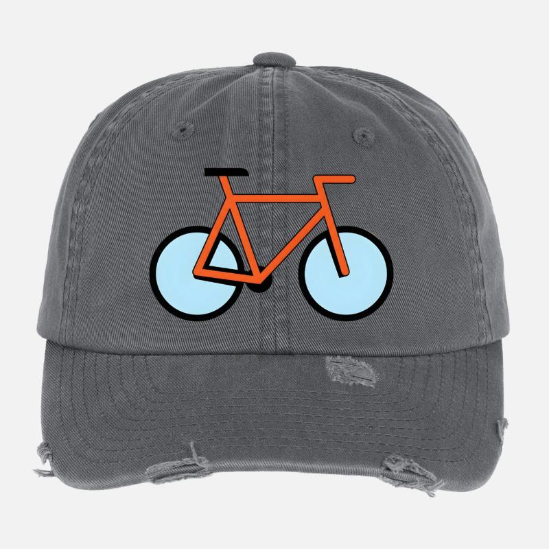 Orange Bicycle Silhouette in Pop Style Flexfit Vintage Destroyed Cap