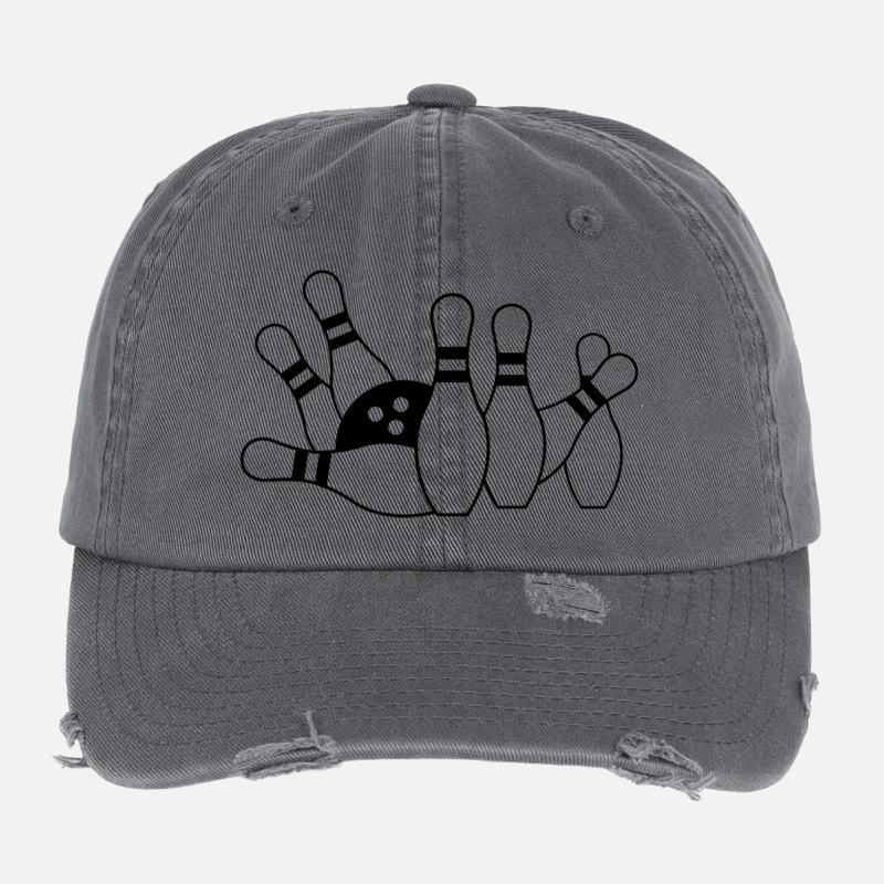 Bowlingpillen und Ball Flexfit Vintage Destroyed Cap