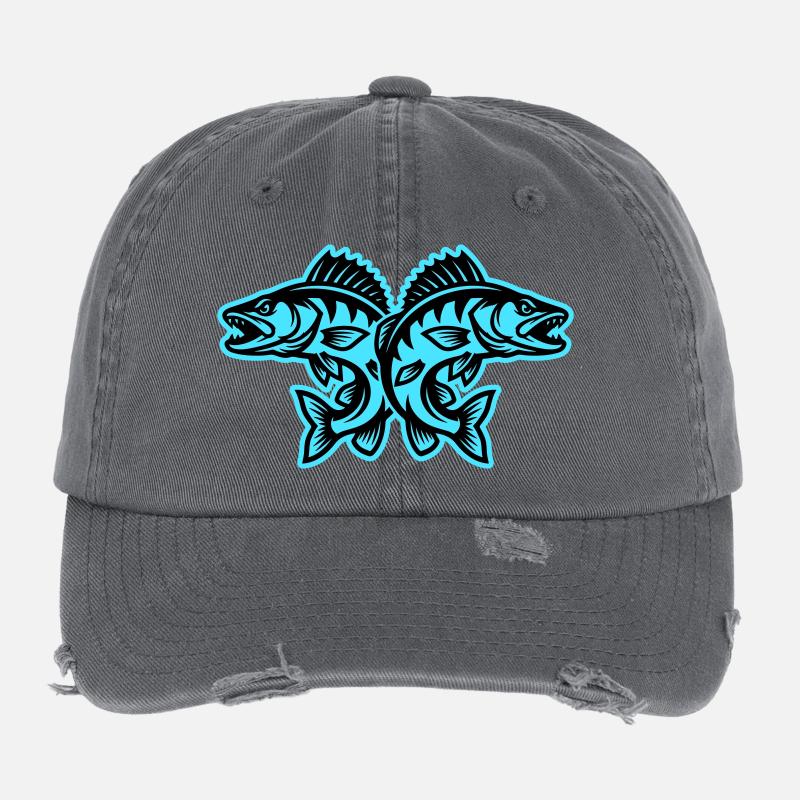 Pike Fish Flexfit Vintage Destroyed Cap