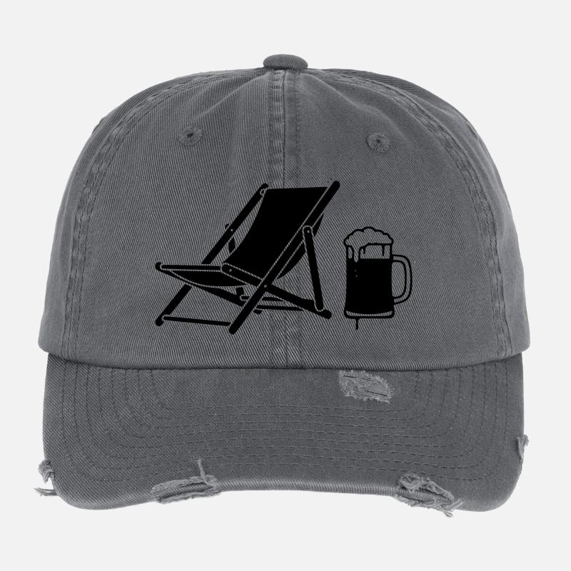 Liegestuhl Bier Urlaub Icon Flexfit Vintage Destroyed Cap