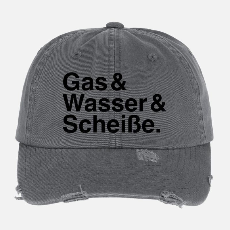 Gas & Wasser & Scheiße. Flexfit Vintage Destroyed Cap