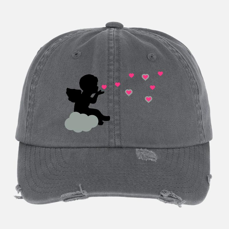 Stilisierter Liebesengel mit Herzen Flexfit Vintage Destroyed Cap