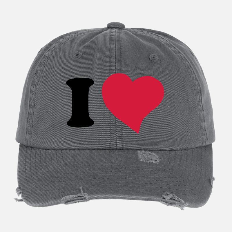 I love - Ich Liebe Flexfit Vintage Destroyed Cap