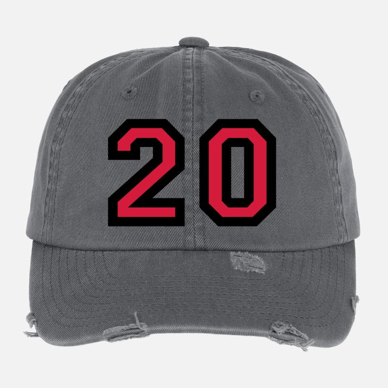 Zahl 20 - Nummer 20 (Rot) Nr. 20 Flexfit Vintage Destroyed Cap
