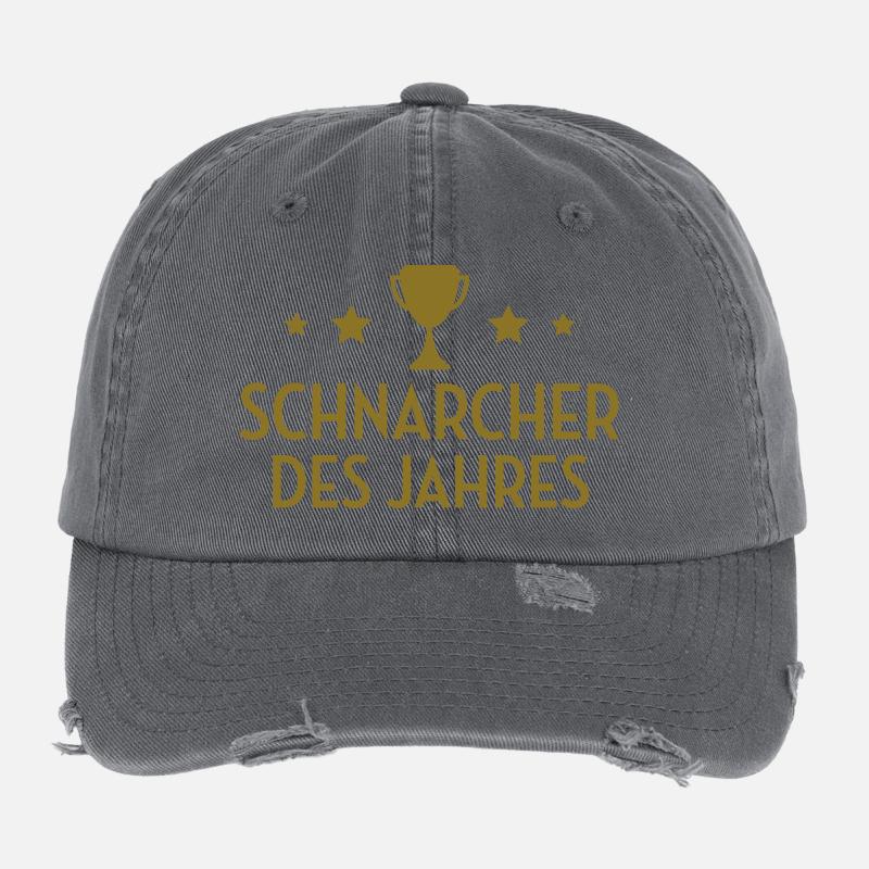 Schnarcher Schnarcherin Schnarchen Schlaf Humor Flexfit Vintage Destroyed Cap