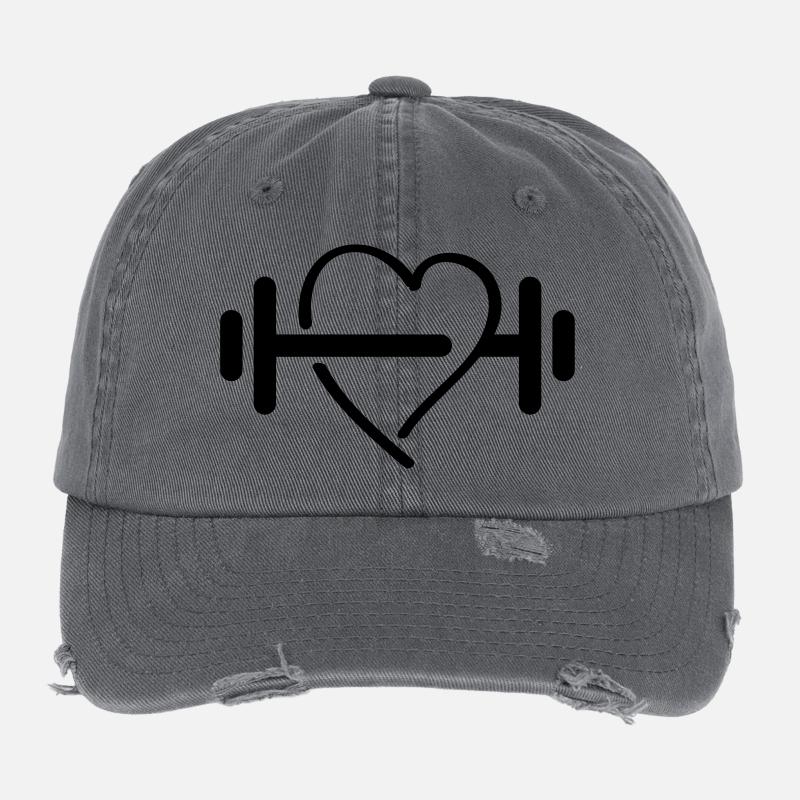 belt heart design Flexfit Vintage Destroyed Cap