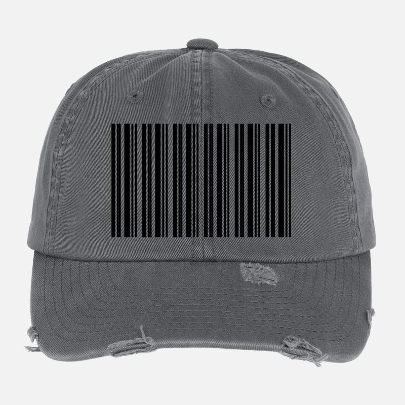Barcode Strichcode Nerd IT Technik Design Flexfit Vintage Destroyed Cap